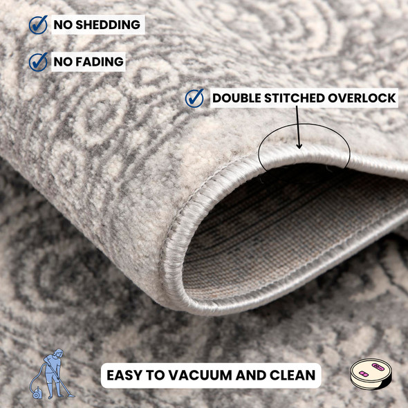 5' X 8' Gray Distressed Medallion Area Rug