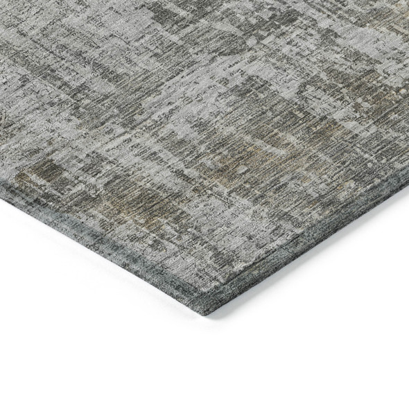 9' X 12' Pewter And Ivory Abstract Washable Indoor Outdoor Area Rug