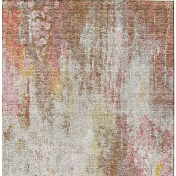 10' X 14' Tan Mauve And Ivory Abstract Washable Indoor Outdoor Area Rug