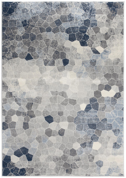 2' X 3' Navy Blue Cobblestone Pattern Scatter Rug