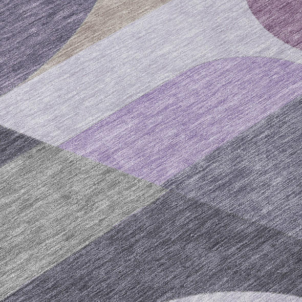 3' X 5' Purple Gray And Beige Geometric Washable Indoor Outdoor Area Rug