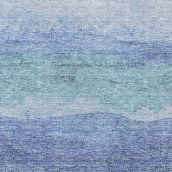 3' X 5' Blue Teal Blue And Sky Blue Abstract Washable Indoor Outdoor Area Rug