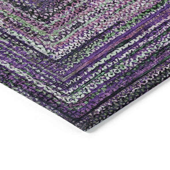 5' X 8' Purple Lavender And Gray Geometric Washable Indoor Outdoor Area Rug