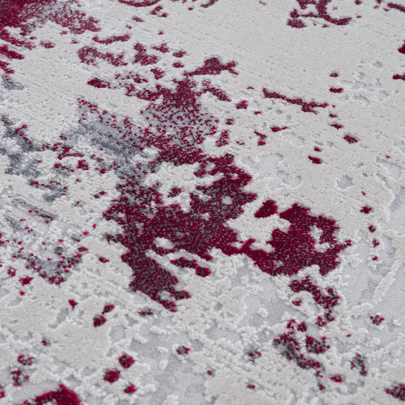 6' X 9' Ivory Red and Gray Abstract Area Rug