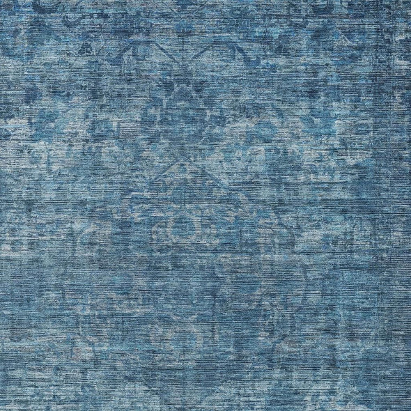 3' X 5' Blue And Ivory Floral Medallion Washable Indoor Outdoor Area Rug