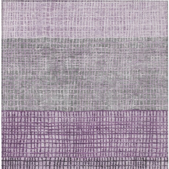 8' X 10' Plum And Gray Geometric Washable Indoor Outdoor Area Rug