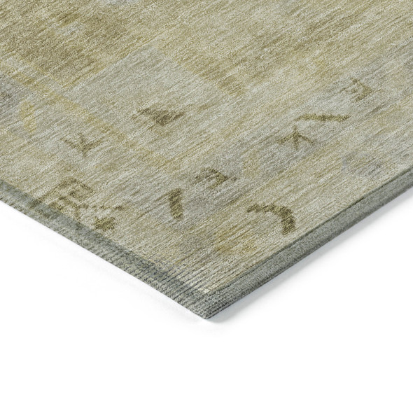 5' X 8' Gold And Beige Medallion Washable Indoor Outdoor Area Rug
