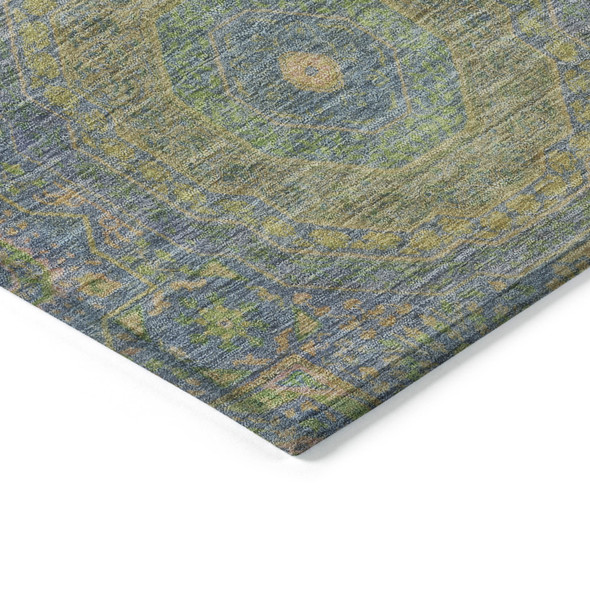10' X 14' Blue And Green Medallion Washable Indoor Outdoor Area Rug