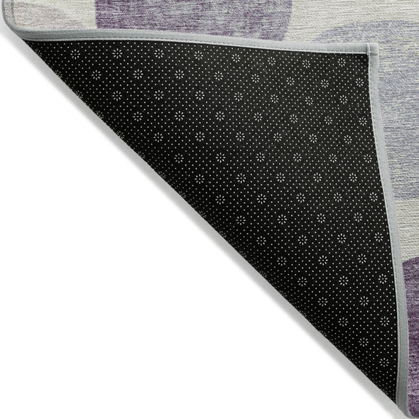 8' X 10' Plum Beige And Denim Blue Geometric Washable Indoor Outdoor Area Rug