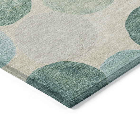 10' X 14' Teal Blue Green And Ivory Geometric Washable Indoor Outdoor Area Rug