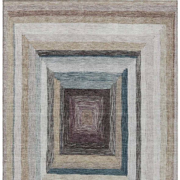 8' X 10' Beige Charcoal And Ivory Geometric Washable Indoor Outdoor Area Rug