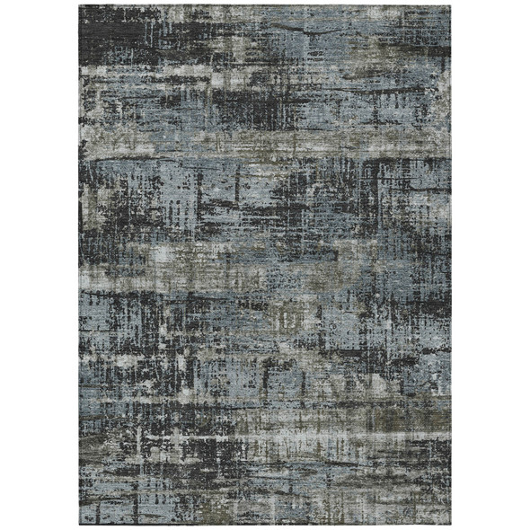 9' X 12' Charcoal And Gray Geometric Washable Indoor Outdoor Area Rug