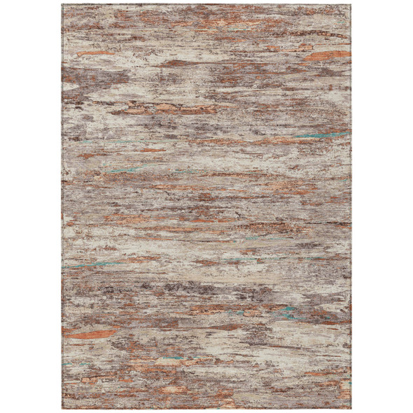 3' X 5' Terra Cotta And Beige Abstract Washable Indoor Outdoor Area Rug