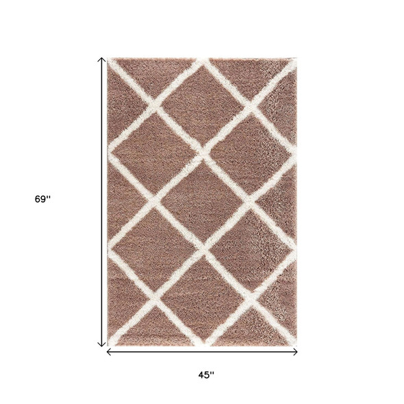 4' X 6' Beige Geometric Area Rug