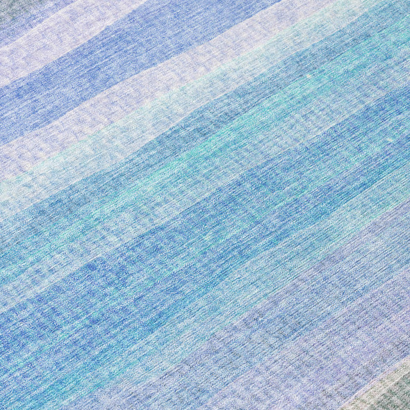 3' X 5' Aqua Lavender And Peach Striped Washable Indoor Outdoor Area Rug