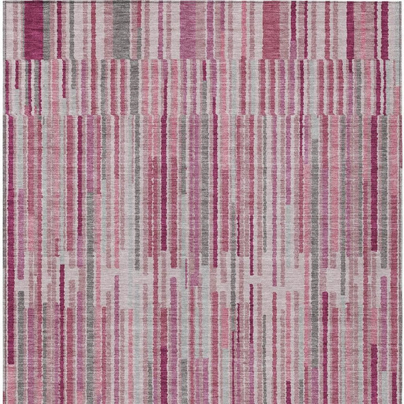 8' X 10' Blush And Ivory Striped Washable Indoor Outdoor Area Rug