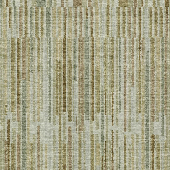 10' X 14' Khaki And Olive Green Striped Washable Indoor Outdoor Area Rug