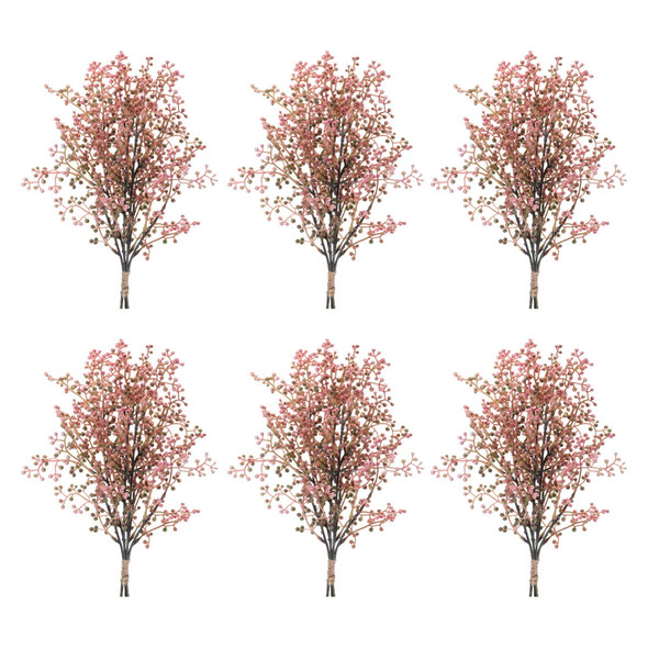 Set of Six 8" Pink And Green Artificial