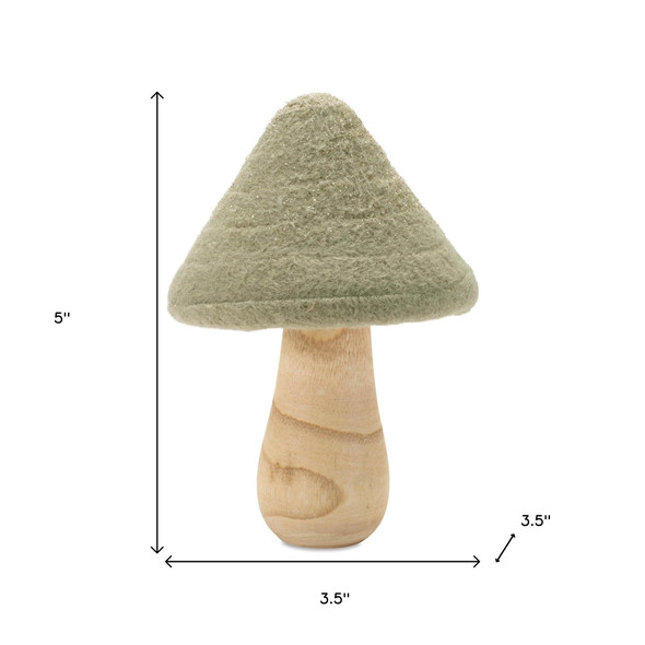 Set of Two Green And Gold Mushroom Tabletop Sculpture