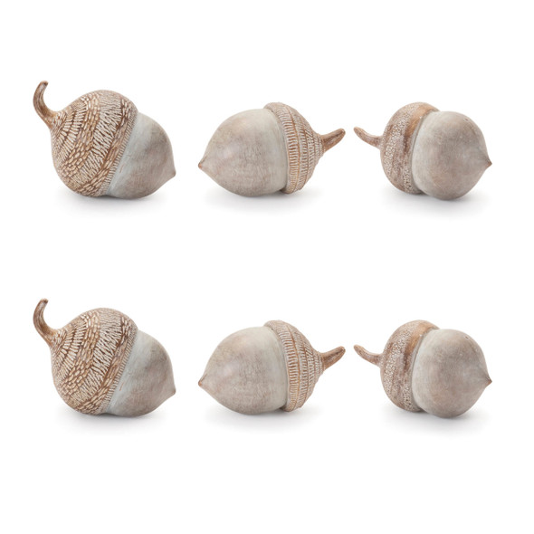 Set of Six Beige Polyresin Thanksgiving Tabletop Sculpture