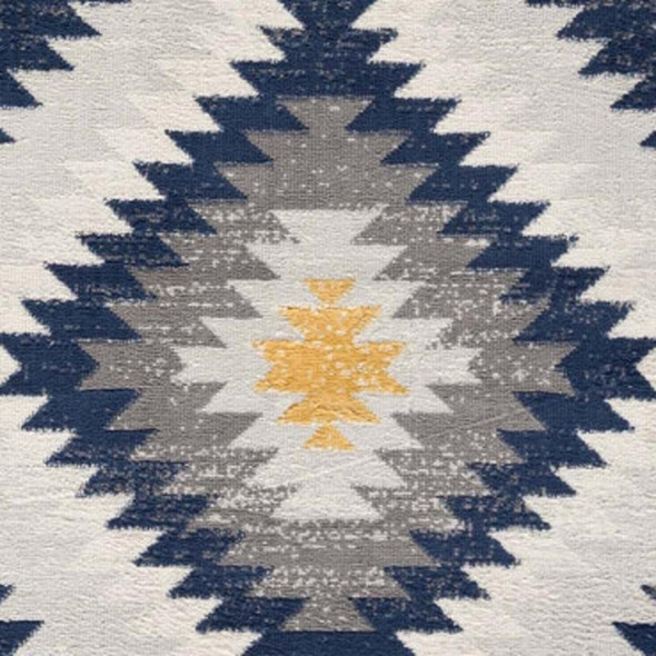 2' X 6' Blue Ikat Kilim Area Rug