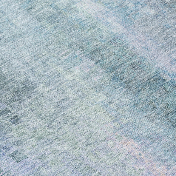 8' X 10' Pale Aqua And Lavender Abstract Washable Indoor Outdoor Area Rug