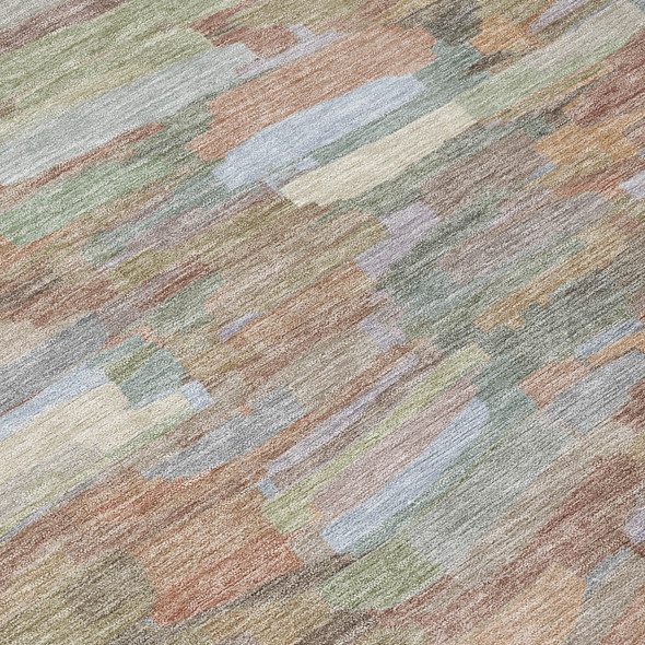 9' X 12' Taupe Copper And Ivory Striped Washable Indoor Outdoor Area Rug