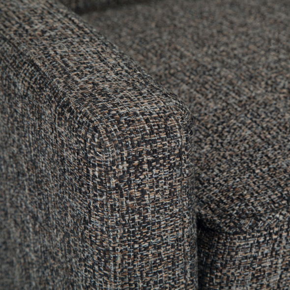 50" Dark Gray and Brown Fabric and Wood Upholstered Bench