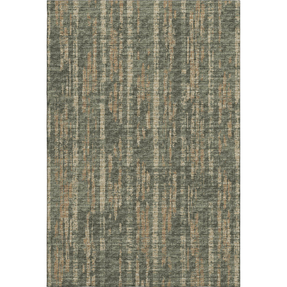 9' X 12' Green And Charcoal Abstract Washable Indoor Outdoor Area Rug