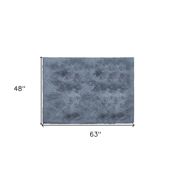 4' X 5' Gray Shag Power Loom Non Skid Area Rug