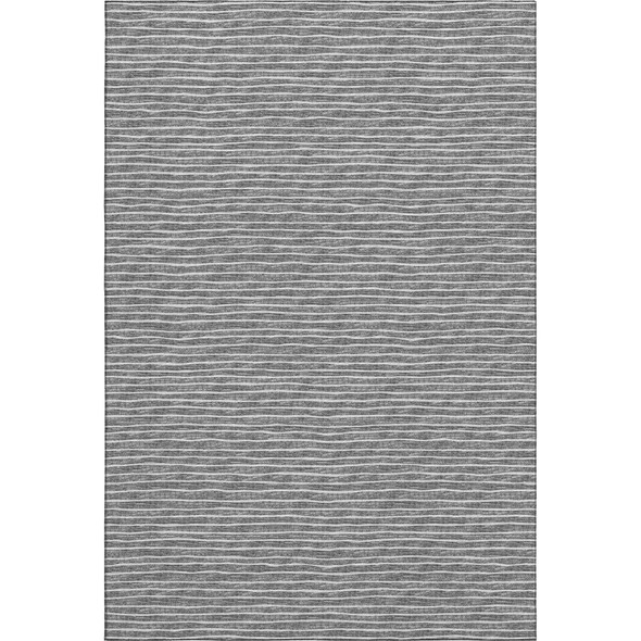 5' X 8' Gray And Ivory Striped Washable Area Rug With UV Protection