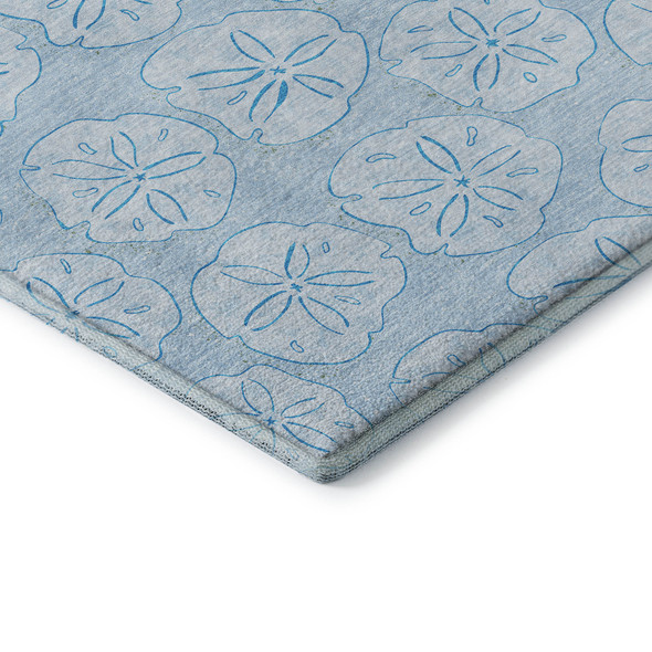 10' X 14' Blue And Ivory Geometric Washable Area Rug With UV Protection