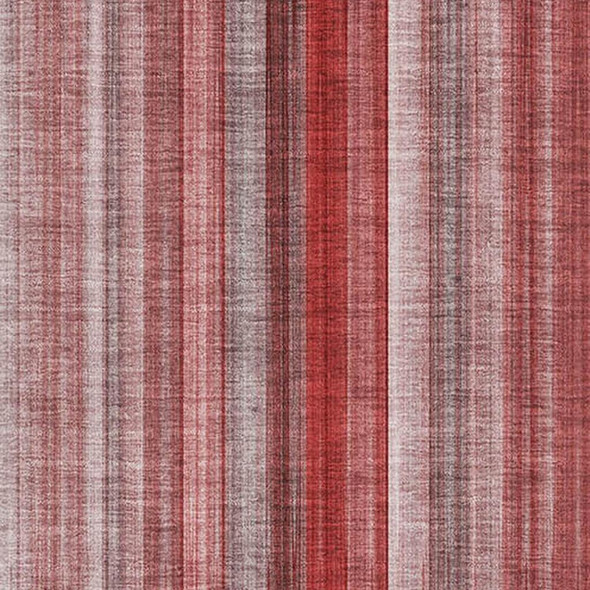 9' X 12' Red And Ivory Striped Washable Area Rug With UV Protection