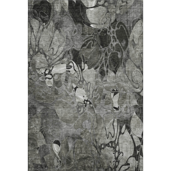 9' X 12' Gray And Ivory Abstract Distressed Washable Area Rug With UV Protection