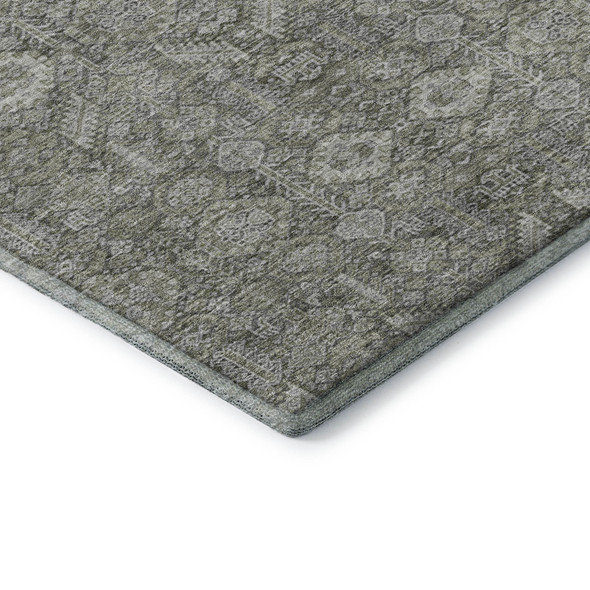 8' X 10' Gray And Ivory Tribal Washable Area Rug With UV Protection