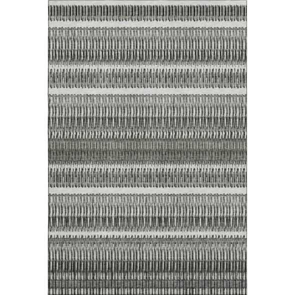 10' X 14' Gray And Ivory Striped Washable Area Rug With UV Protection