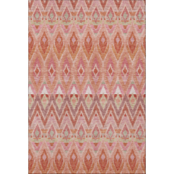 10' X 14' Pink Orange And Mint Green Southwestern Washable Area Rug With UV Protection
