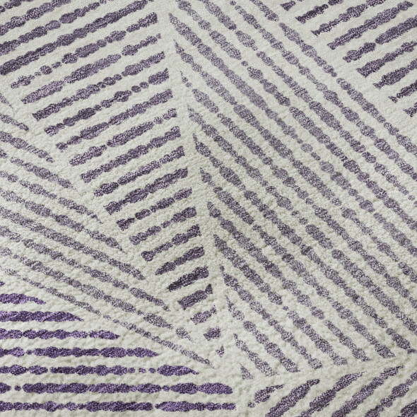 5' X 8' Purple And Silver Geometric Washable Area Rug With UV Protection