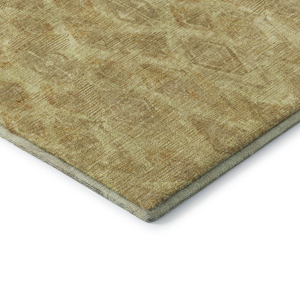 8' X 10' Gold And Beige Diamond Washable Area Rug With UV Protection