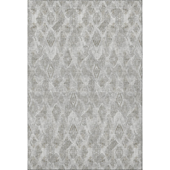 3' X 5' Silver And Gray Diamond Washable Area Rug With UV Protection