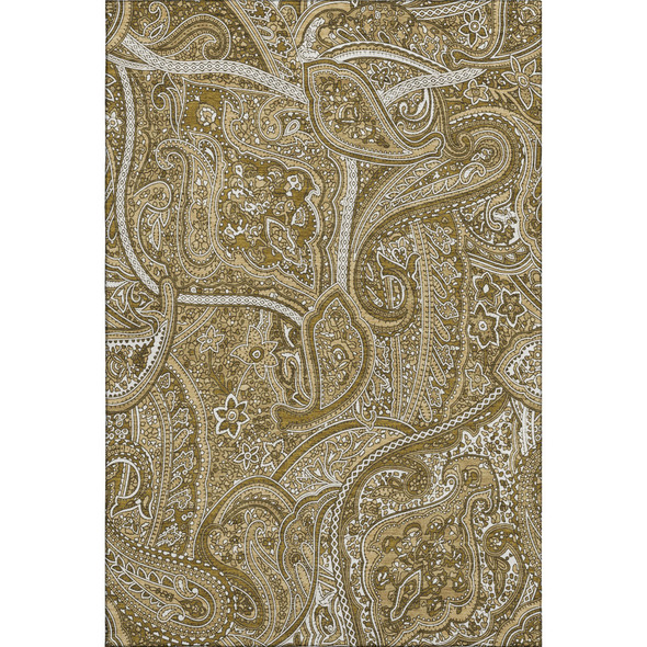 10' X 14' Brown And Ivory Paisley Washable Area Rug With UV Protection