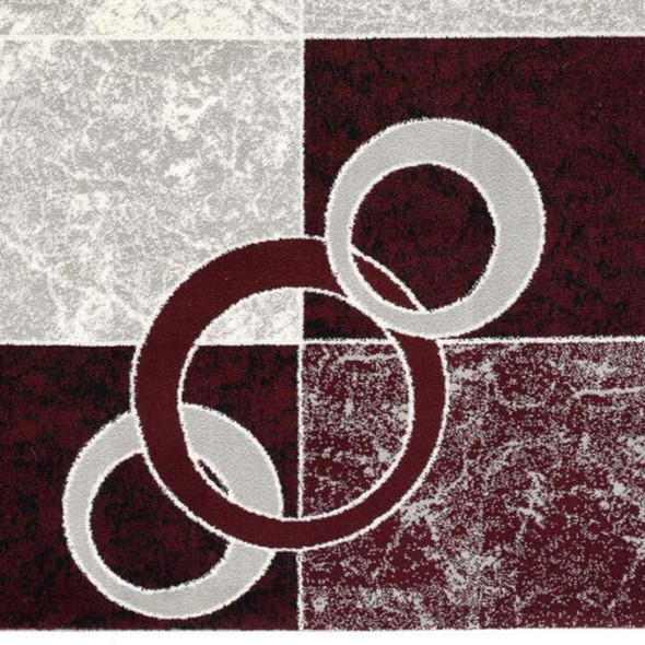 3' X 5' Red Abstract Power Loom Area Rug