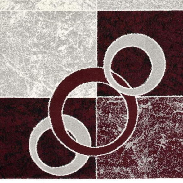 8' X 10' Red Abstract Dhurrie Area Rug