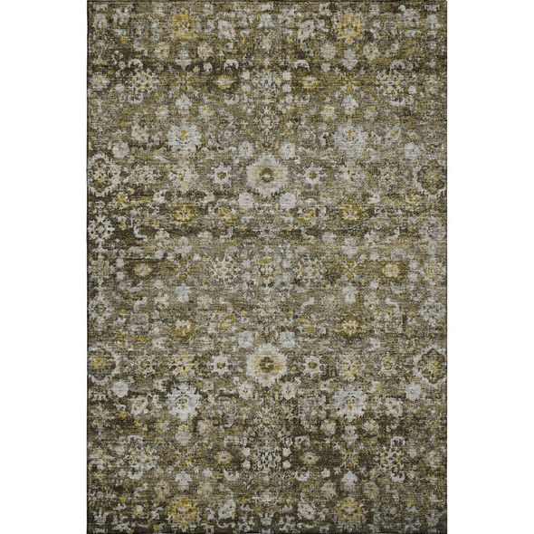 10' X 14' Coffee Ivory And Gold Oriental Washable Area Rug With UV Protection