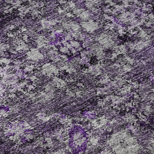 3' X 5' Purple And Ivory Oriental Washable Area Rug With UV Protection