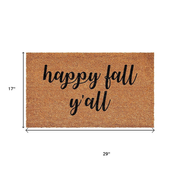 17" X 29" Brown And Natural Fall Happy Fall Y'all Outdoor Coir Door Mat