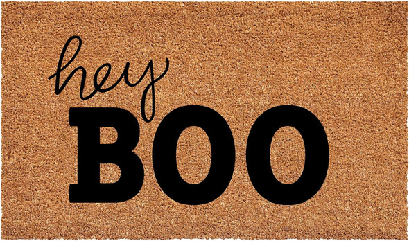 24" X 36" Black And Natural Halloween Halloween Hey There Outdoor Coir Door Mat