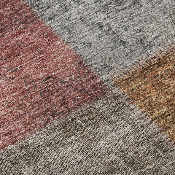 3' X 5' Copper Blue And Purple Patchwork Washable Area Rug With UV Protection