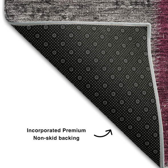 3' X 5' Merlot Gray And Burgundy Patchwork Washable Area Rug With UV Protection