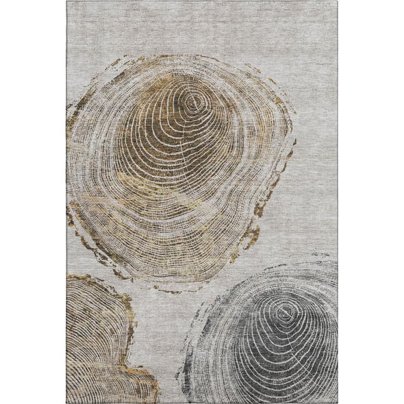9' X 12' Taupe Brown And Ivory Woodland Lodge Washable Area Rug With UV Protection